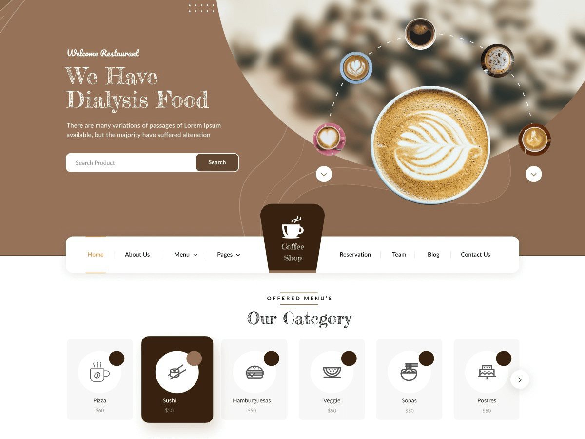Giao diện website đồ uống hiển thị menu, sản phẩm nổi bật và cấu trúc phù hợp cho thương hiệu trà sữa