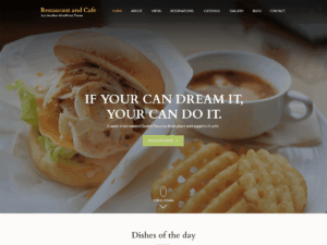 Mẫu website chuỗi nhà hàng có menu reservation và nhiều khu vực nội dung