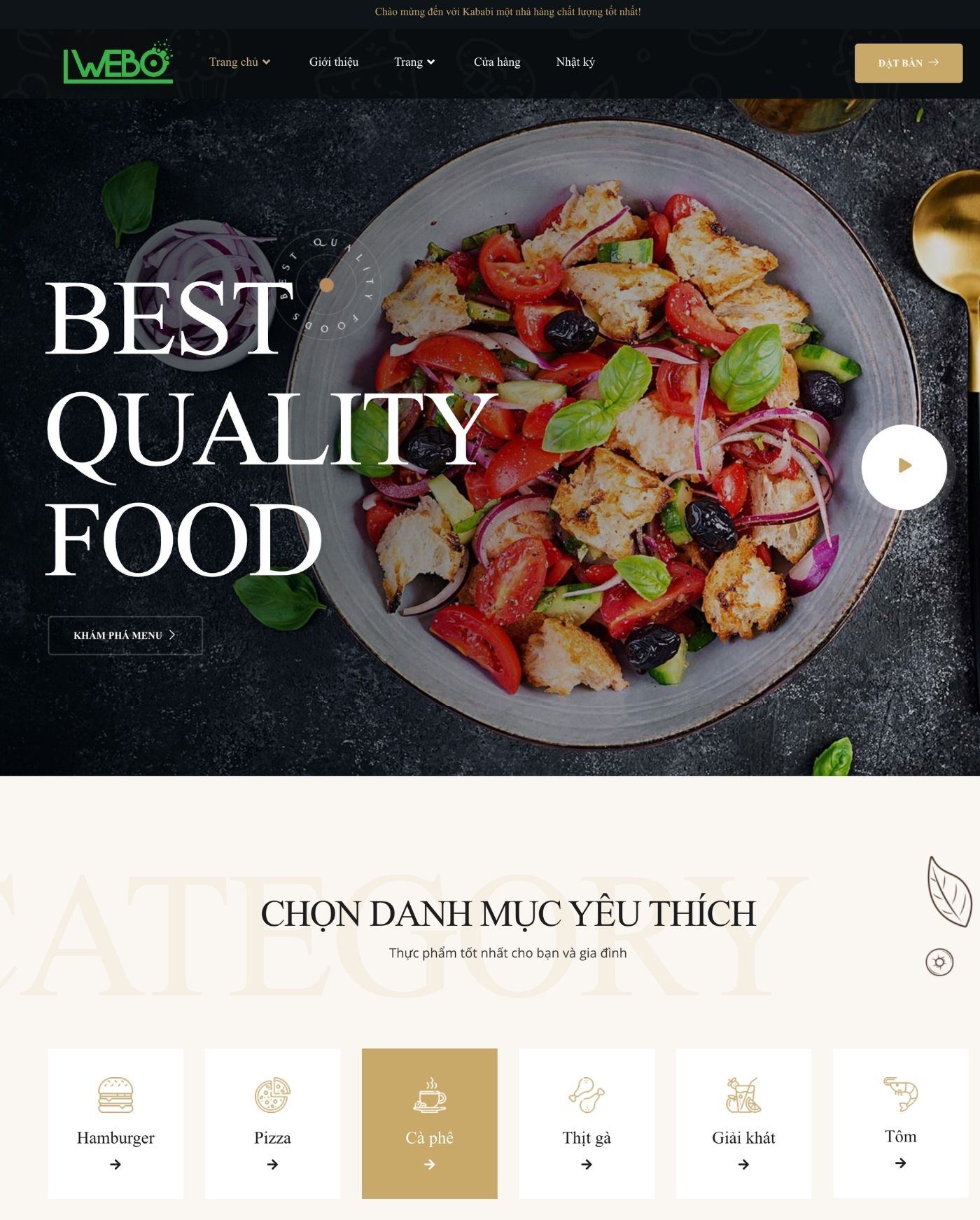 Website nhà hàng