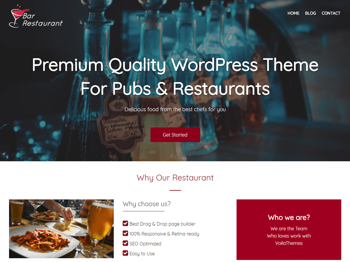 Screenshot website bar restaurant minh họa phễu đặt bàn cho quán nhậu cao cấp
