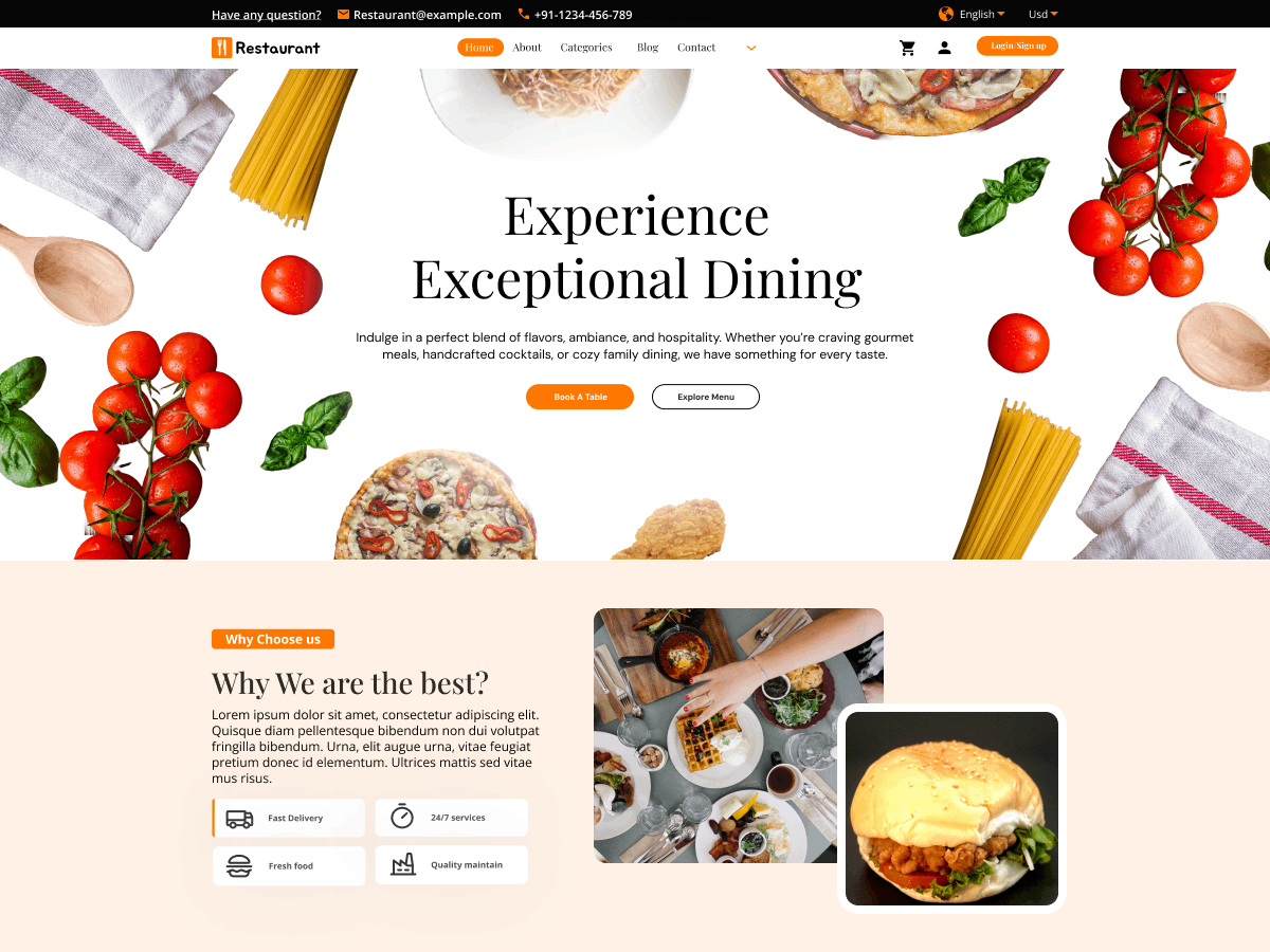 Mẫu giao diện website F&B với menu và trải nghiệm khách hàng cho quán chay