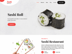 Screenshot giao diện website sushi omakase với hero và nút đặt bàn